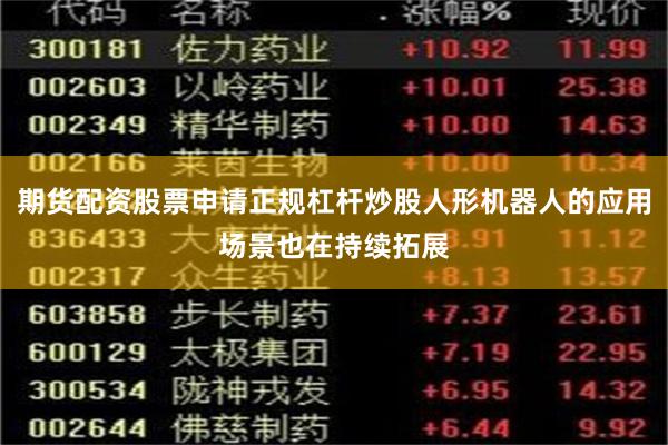 期货配资股票申请正规杠杆炒股人形机器人的应用场景也在持续拓展